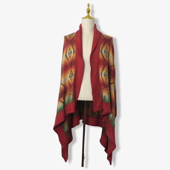 Ralph Lauren Womens Aztec Cardigan Sweater L/XL Shawl Collar Flaw - Picture 2 of 15